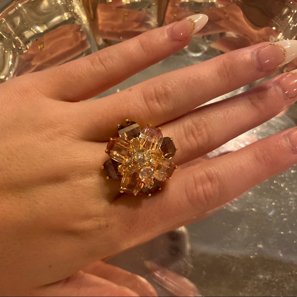 Vintage purple and pink flower ring